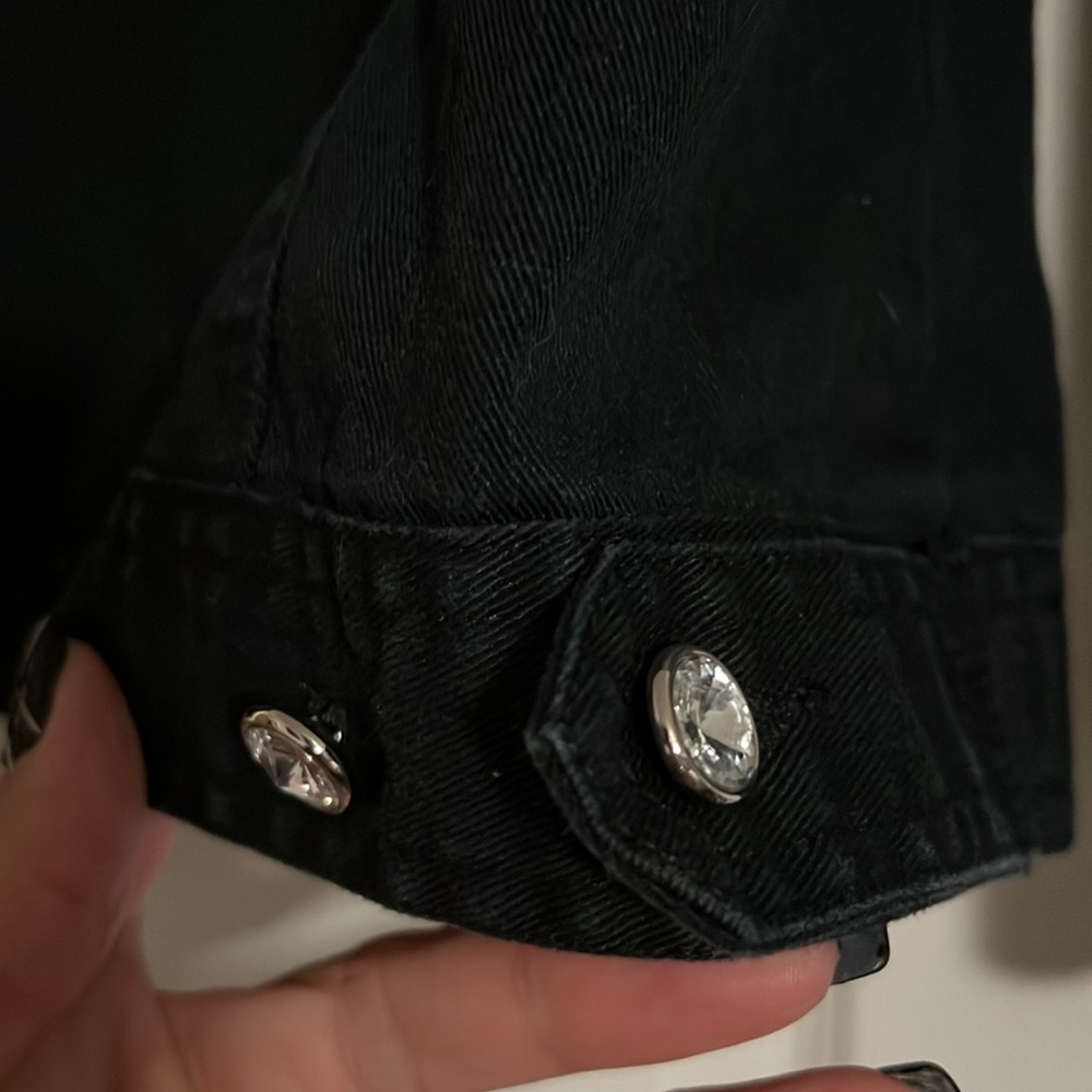 Ruby Rd Black Rhinestone Embellished Jean Jacket - Picture 9 of 13